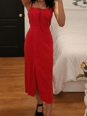 Urban Outfitters Red Button-Front Maxi Dress